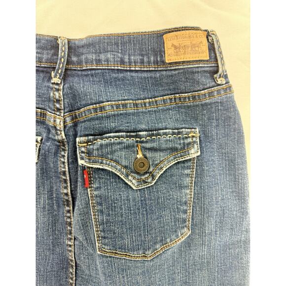 Vintage Levi Denim Mini Skirt Dark Blue-slit- 512 size 6 - Picture 7 of 9